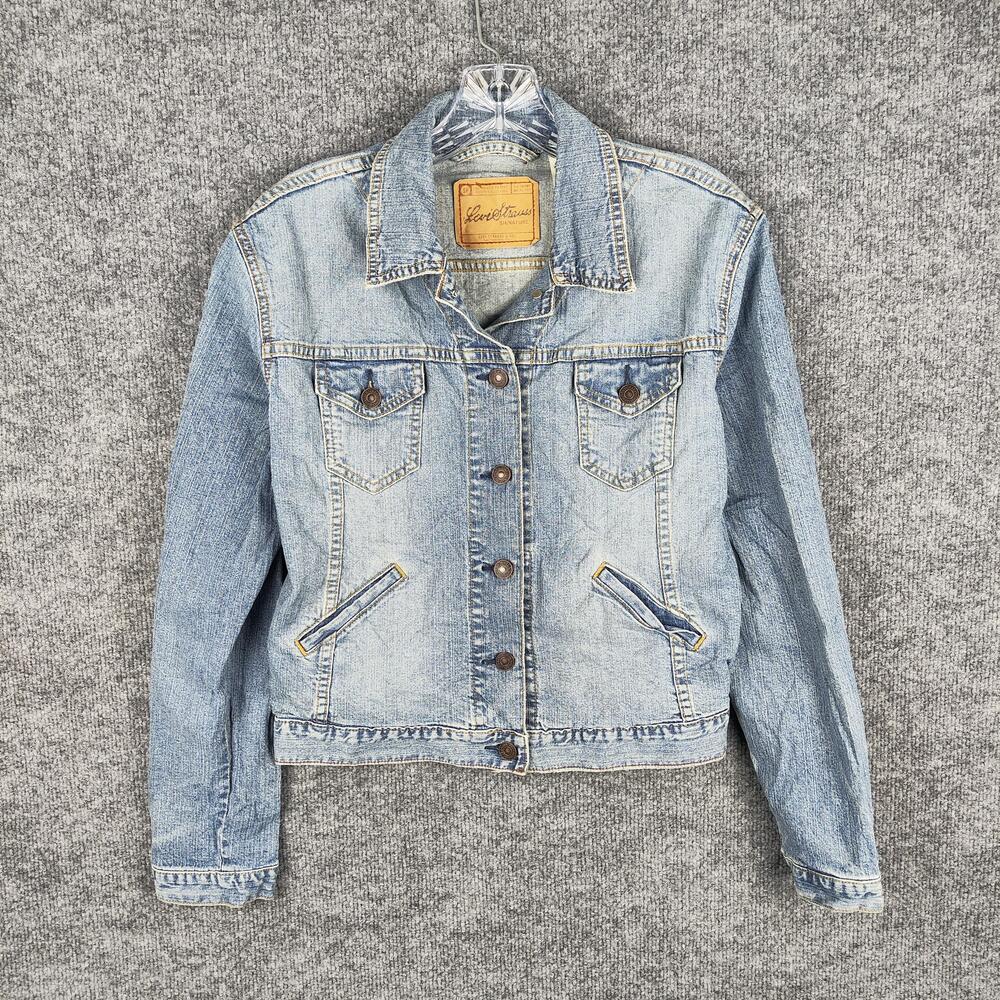Levi Strauss Signature Denim Jacket Womens Small Blue Light Wash Jean Trucker